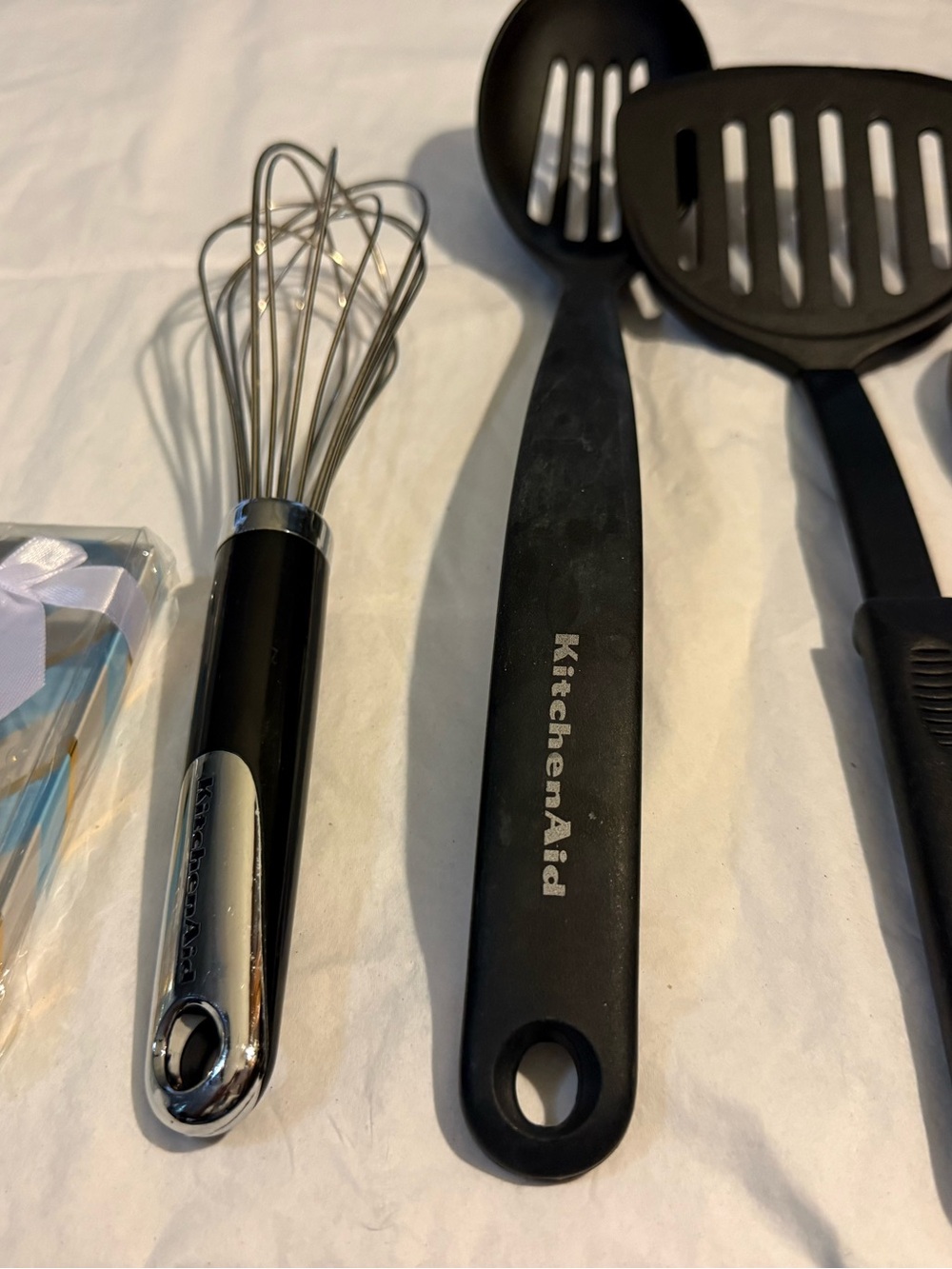 KitchenAid Black Nylon Slotted Turner and Whisk Set with Stainless Accents